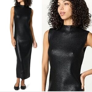 NWT The Drop Ribbed Sleeveless Sweater  Dress In Metallic Black Size 2X